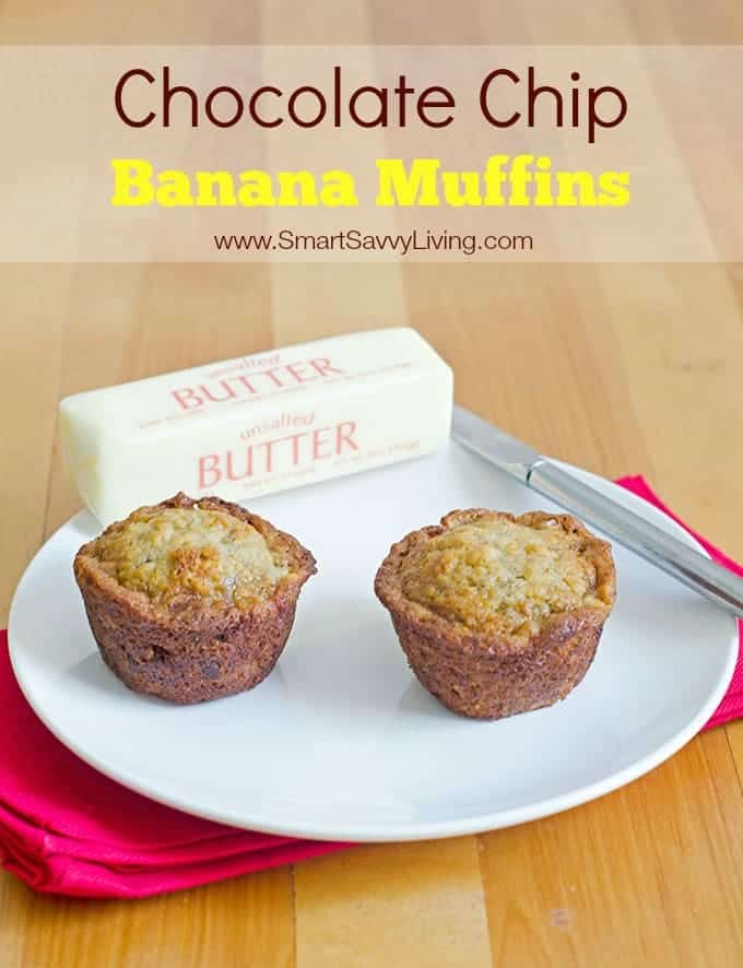 Chocolate Chip Banana Muffins Recipe | SmartSavvyLiving.com