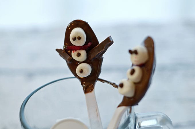 Snowman Hot Chocolate Spoons Recipe #shop