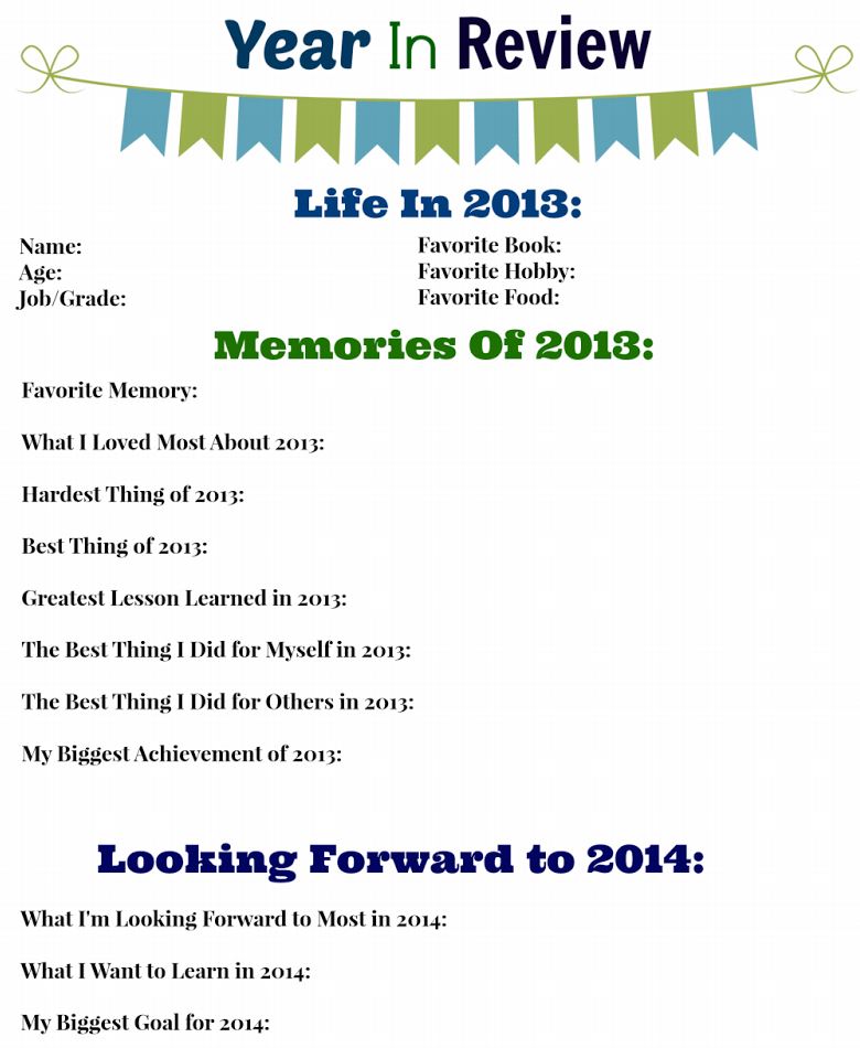 Free Printable - 2013 Year in Review