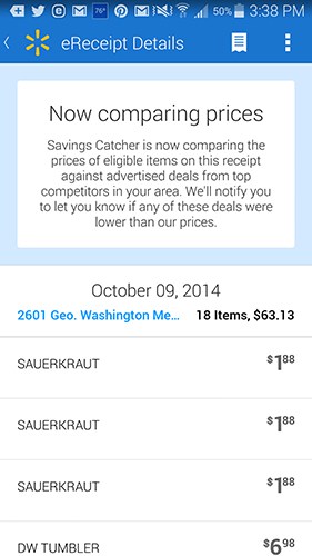 Walmart Savings Catcher App