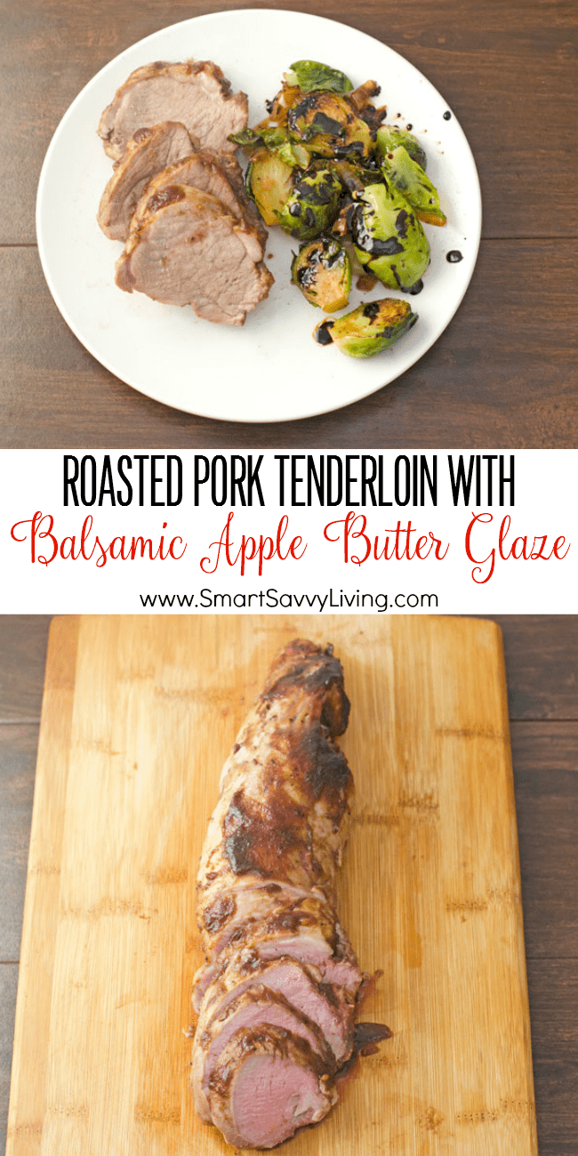 Roasted Pork Tenderloin with Balsamic Apple Butter Glaze Recipe | This easy pork tenderloin recipe is made in the oven and only takes a few fall-friendly ingredients. My favorite part is that it only takes a couple dishes, and minutes to cook, so my entire kitchen isn’t a mess!