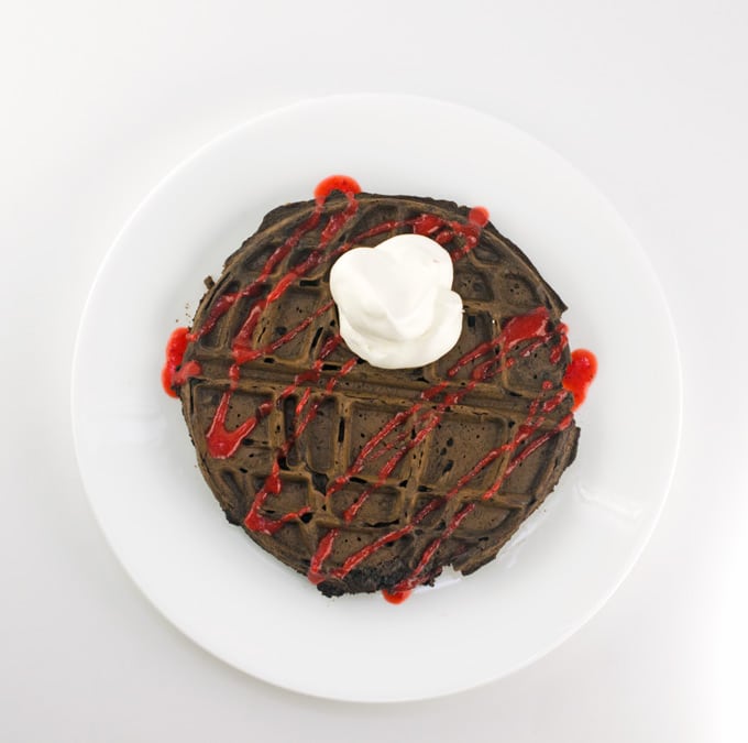 Chocolate Death Star Waffles With Strawberry Sauce Recipe