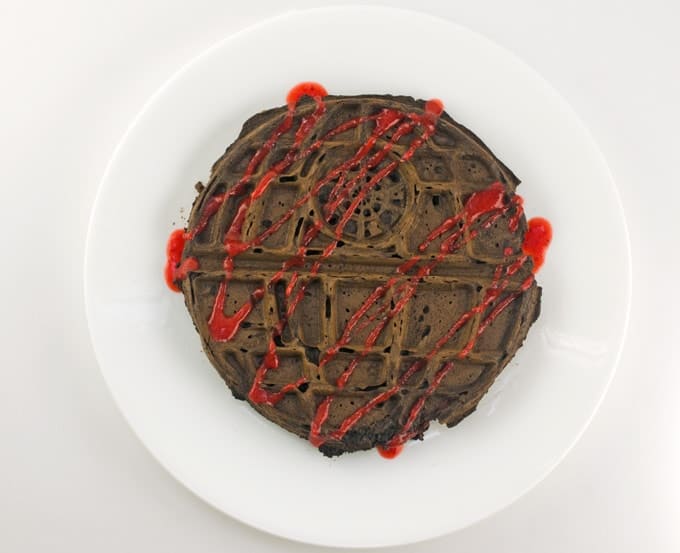 Chocolate Death Star Waffles With Strawberry Sauce Recipe