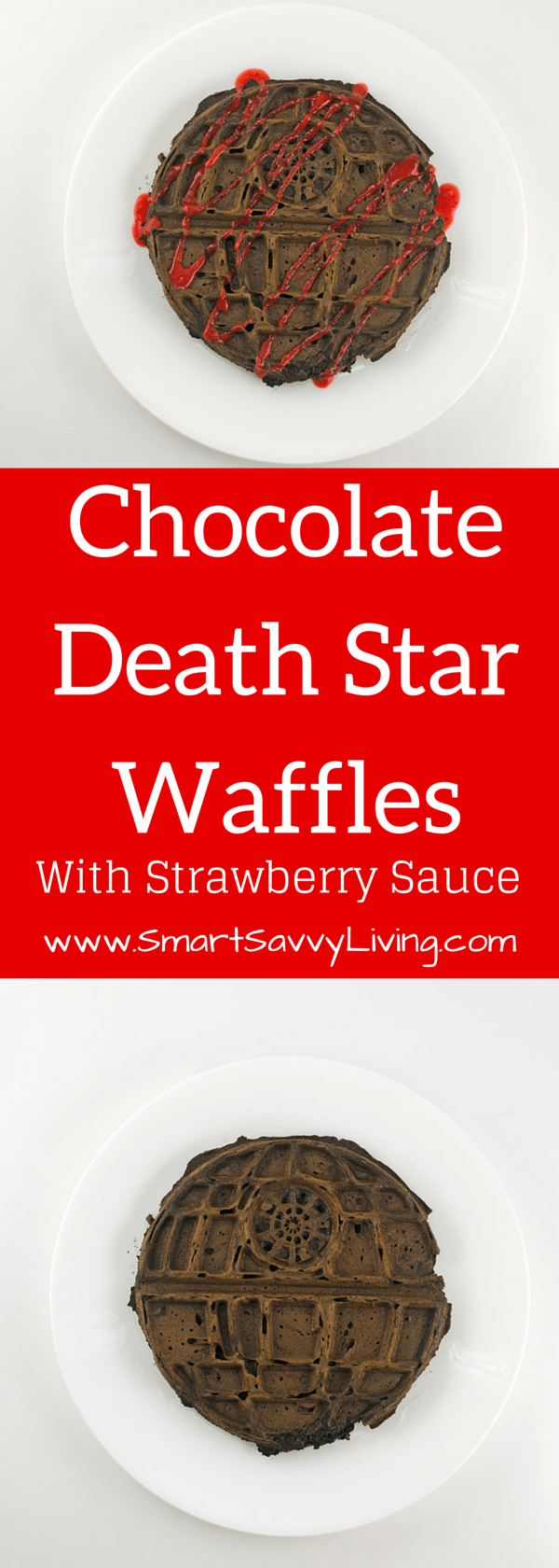 Chocolate Death Star Waffles with Strawberry Sauce Recipe