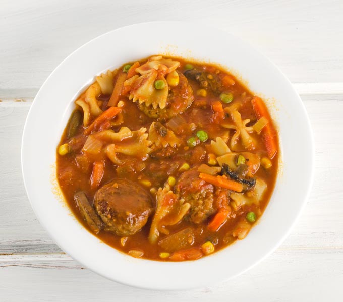 Meatball And Vegetable Soup With Pasta Recipe