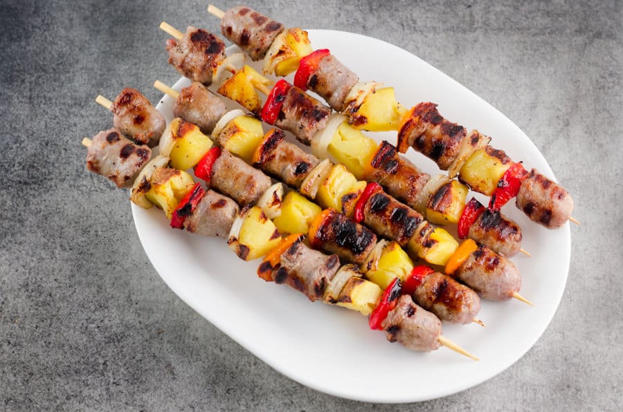 Bratwurst Kebabs Recipe With Potatoes and Peppers
