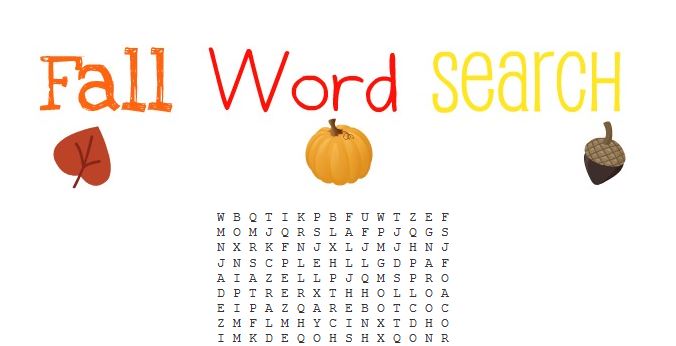 Free Printable Fall Word Search