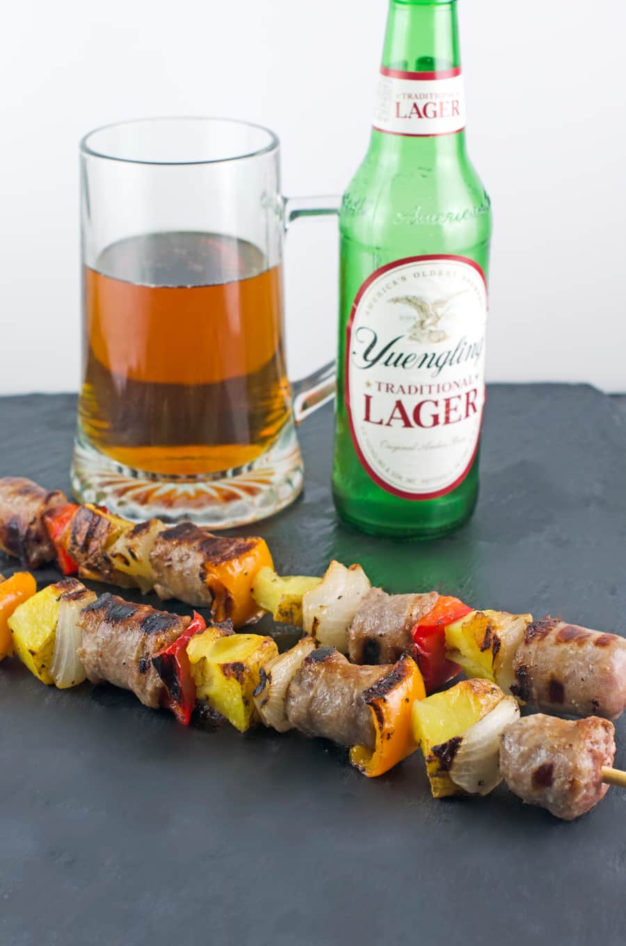 Bratwurst Kebabs Recipe With Potatoes and Peppers